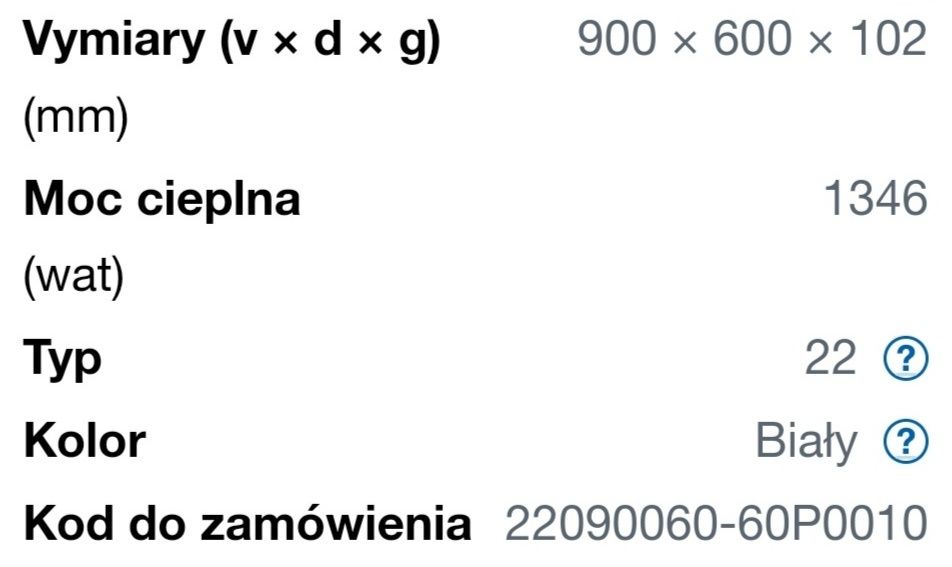 Grzejnik płytowy Radik Plan VK typ 22 prawe dolne przyłącze 900x600