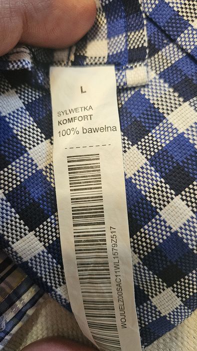 Granatowa koszula w kratę firmy Wólczanka rozmiar L