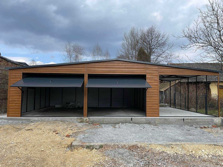 Garaż blaszany wiata Wzmocniony PROFILAMI. Producent SZYBKA REALIZACJA