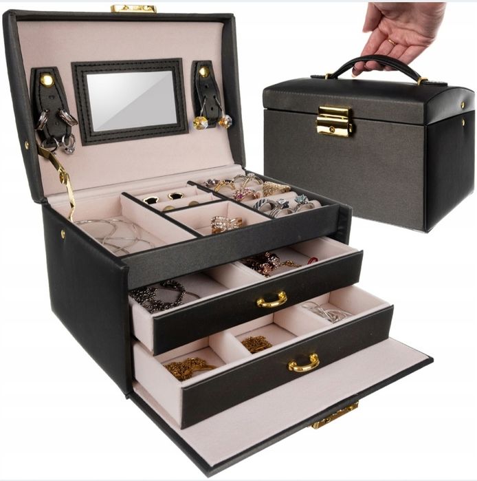 Kuferek na Biżuterię Szkatułka Organizer Pudełko Etui Elegancki na Kol