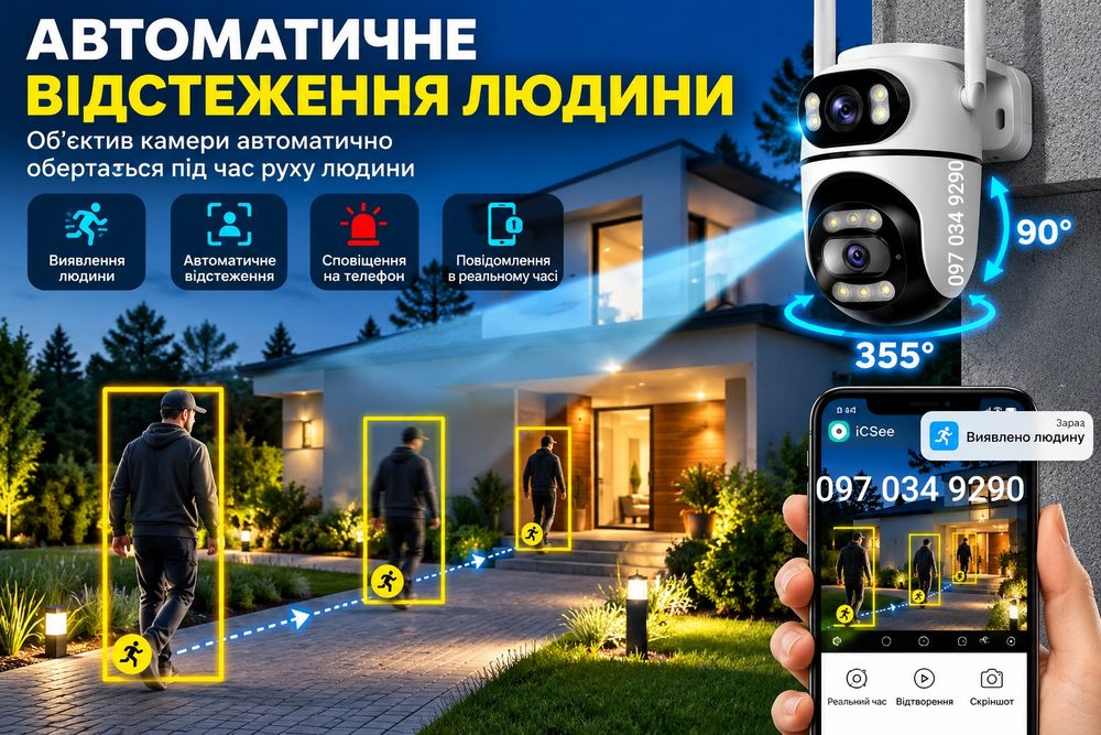 Камера відеоспостереження поворотна wifi