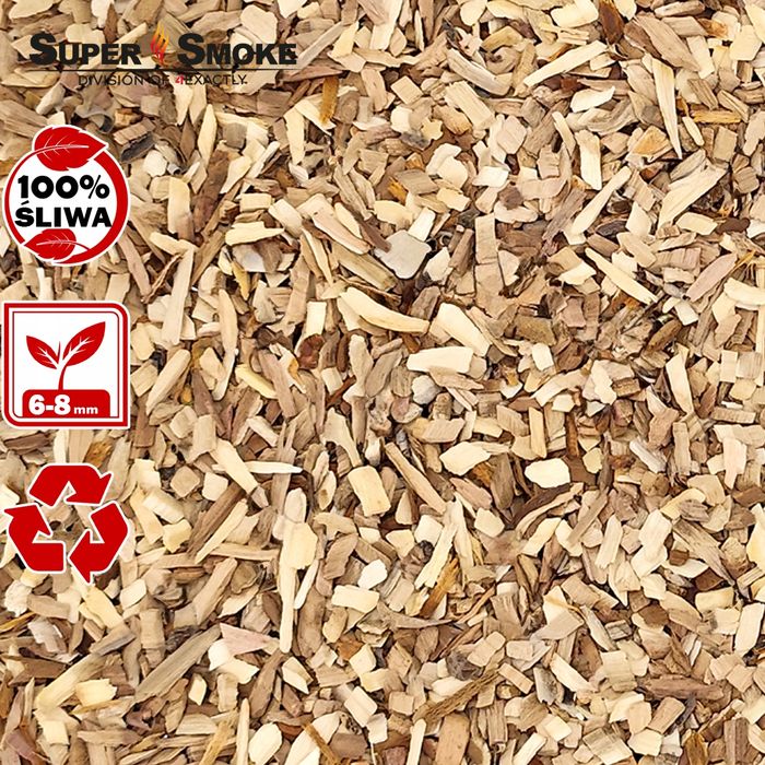 Zrębki Wędzarnicze Super Smoke ŚLIWA KL-08 (6-8mm) Medium 65 Litrów