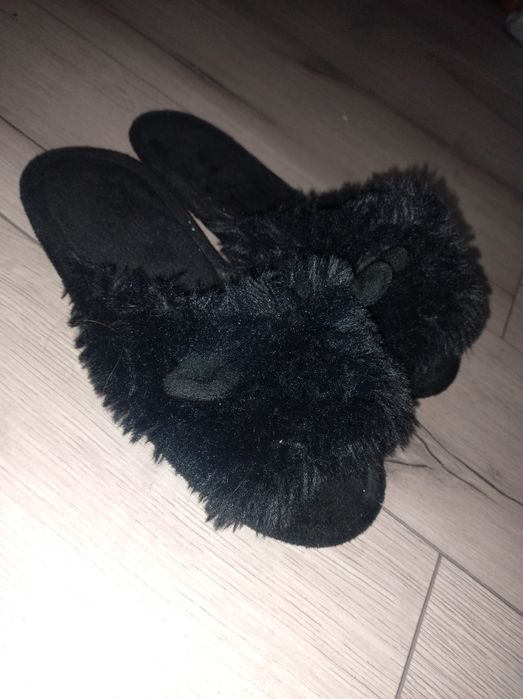 Ciapki kapcie laczki pantofle puchate pluszowe sztuczne futro z uszami