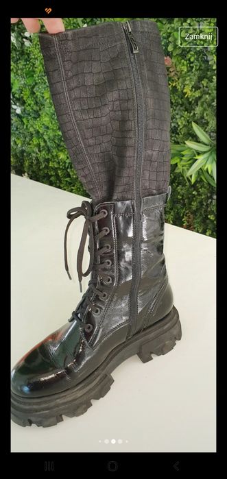 glany ojki Skórzane ciepłe Simen lakierowane  panterka jakość ekstra