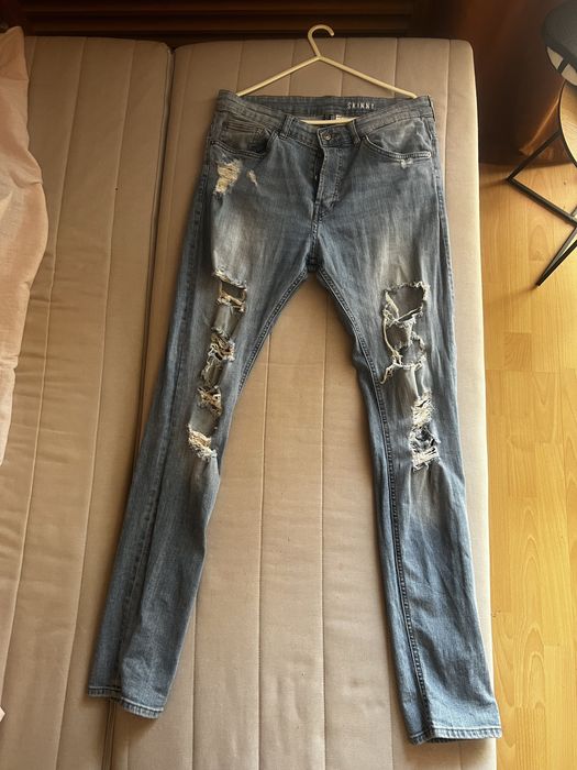 Spodnie HM Skinny 32 Jeansy męskie super stan dziury