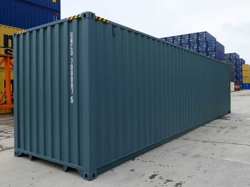 Kontener morski, magazynowy 40'HC, nowy, One Way, grafitowy, RAL7016.