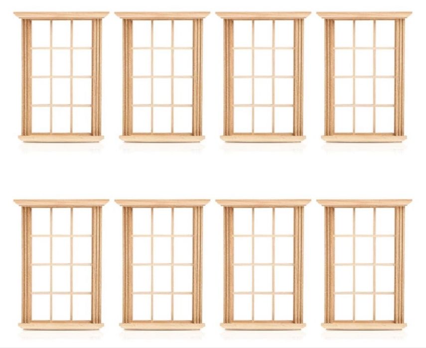 Drewniane okna do domku dla lalek 1: 12