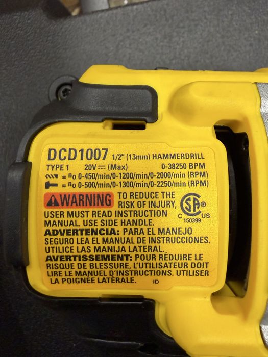 Безщітковий ударний дриль/шуруповерт Dewalt DCD1007 20v. USA