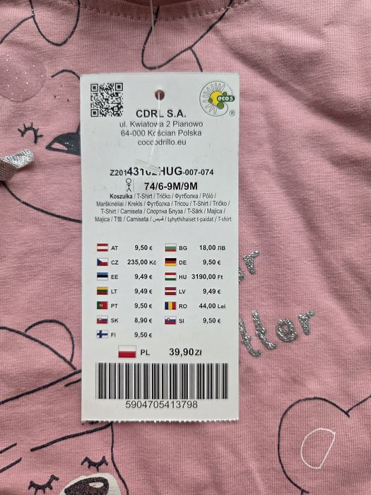 Bluzka dzieczęca r. 74 Coccodrillo skarpetki gratis