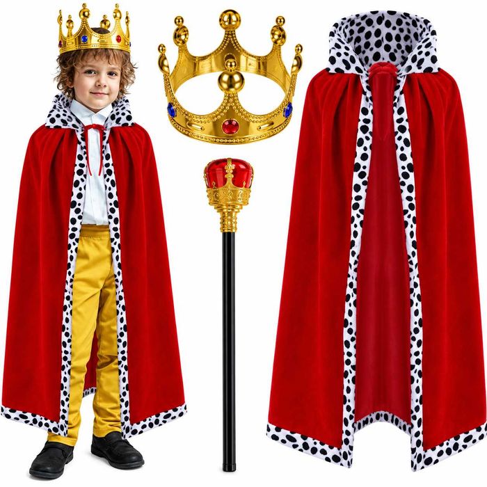 Kostium Króla dla Dziecka Korona Berło Peleryna Teatr Jasełka