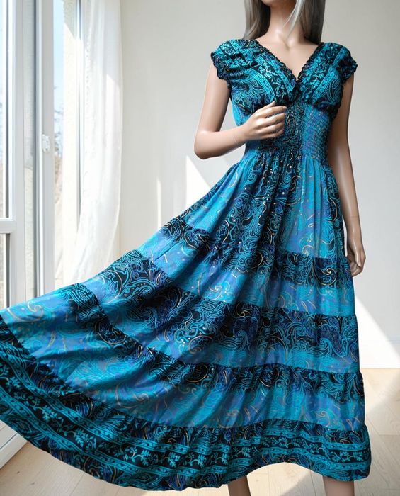 Sukienka letnia boho mix niebieski
