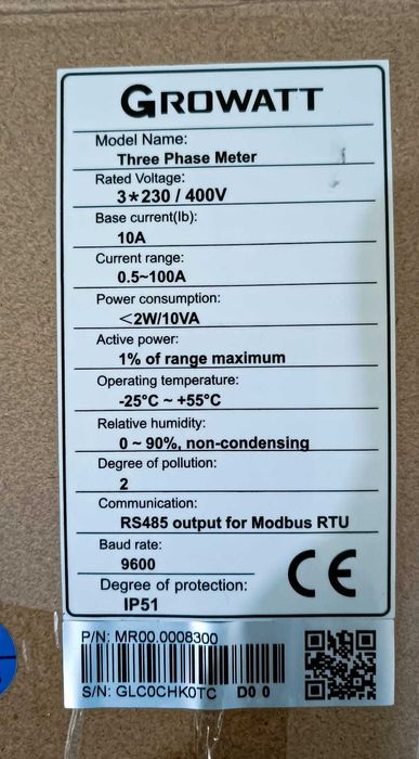 Wattímetro Trifásico Growatt TPM (Eastron)