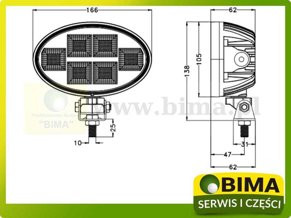LAMPA halogen LED  New Holland T6  T7 Case Puma Massey John Deere Fend
