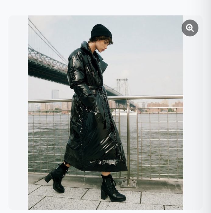 Пуховик DKNY оригінал, глянцевий чорний, подовжений, ідеальний стан