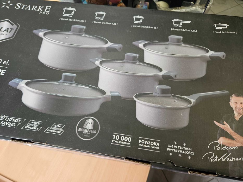 Zestaw GARNKÓW Indukcja GAZ Starke Pro Stoneware Marble 10 el