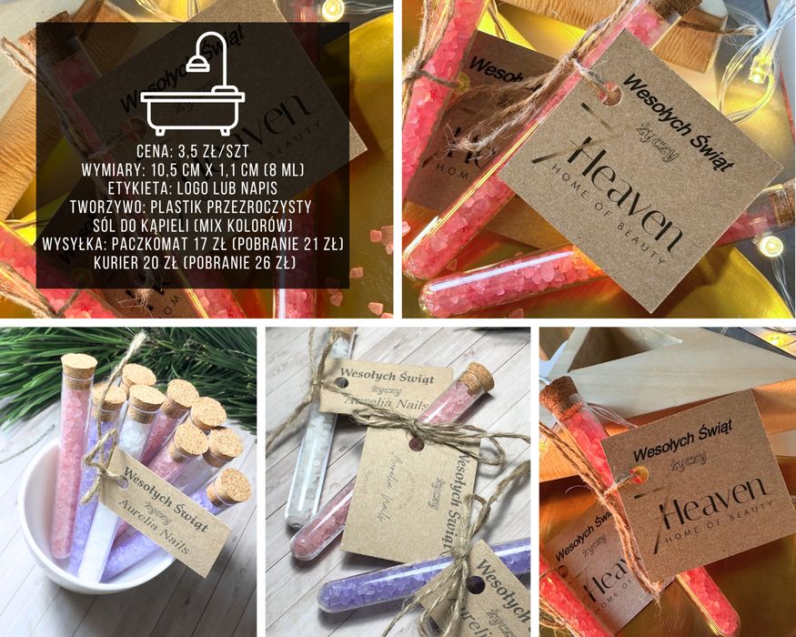 Upominki świąteczne- sól do stóp z Twoim logo (10 szt)