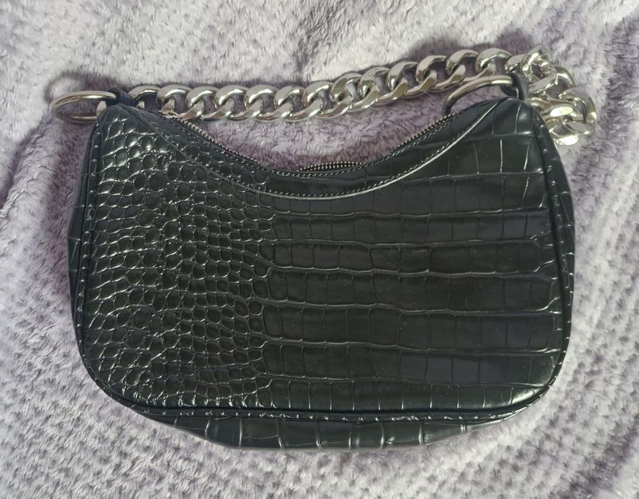 Torebka skóra krokodyla gruby łańcuch cięzki 28x15x6