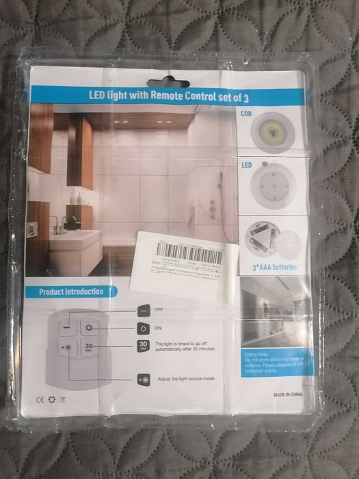 Zestaw 3 lamp LED z pilotem – dotykowe + timer