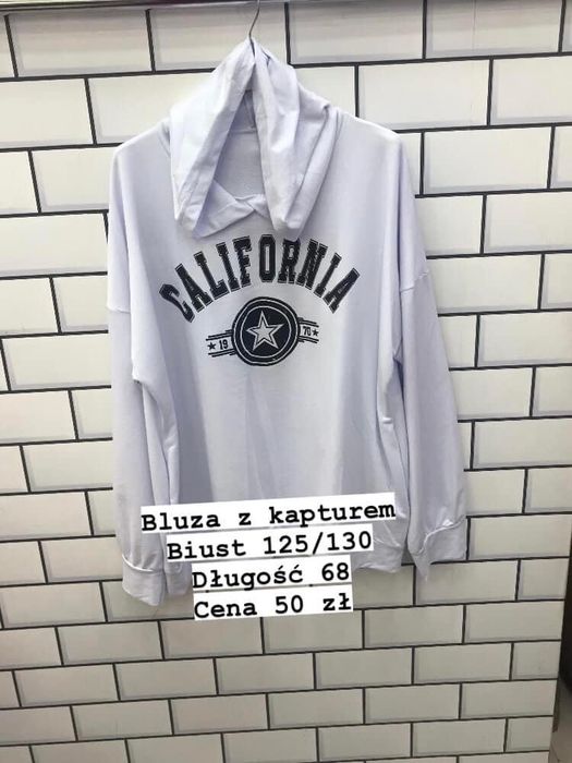 Bluza damska biala z kapturem biust 120/130