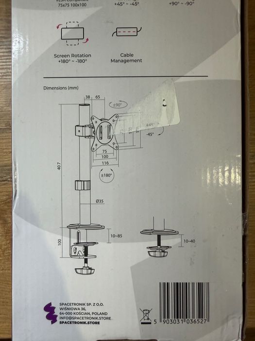 Uchwyt na monitor SPA110 Spacetronik