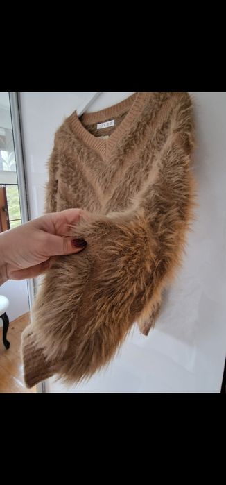 Sweter puchaty jak Moher złoty karmel 40/42/44