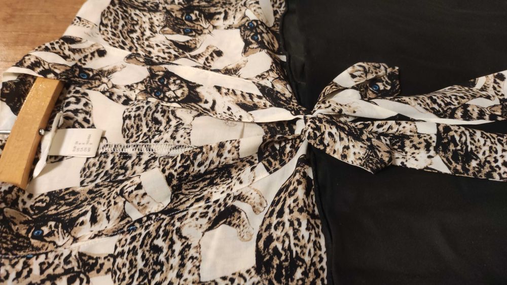 Bluzka H&M wiskoza M 38 ocelot panterka wiązana elegancka
