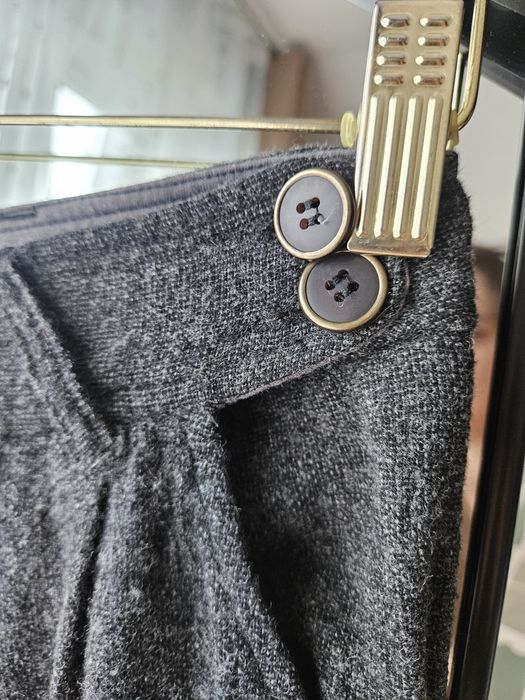 Eleganckie Melanż ZARA Wełniane Spodnie damskie Cygaretki S/36 Wysoki