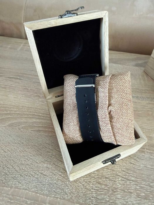 NOWY Zegarek Męski Drewniany NIWATCH CHRONO Heban Stoper Skóra
