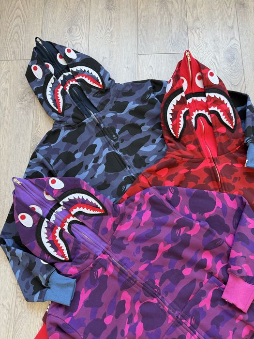 Зіп худі Bape 2026 подвійний капюшон Double Shark