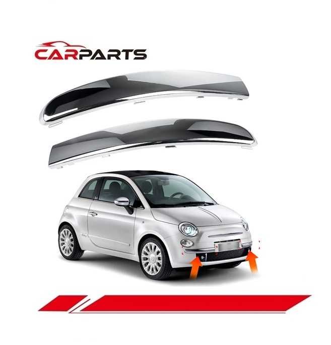 kit 2 Molduras friso cromado pára choques frontal fiat 500 de 2007 a 2015 Novo