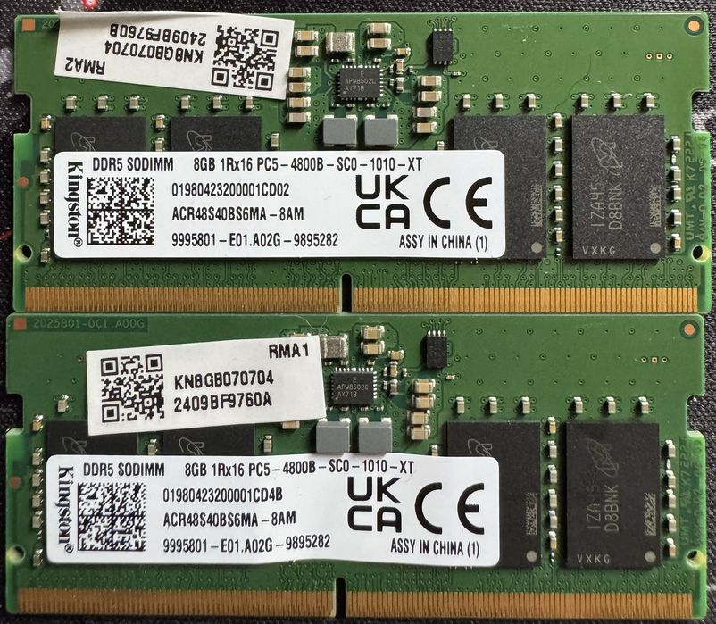 Оперативна памʼять Kingston DDR5 SODIMM 4800MHz 2×8GB (16GB)