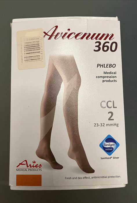 NOWE Pończochy uciskowe Aries Avicenum 360 | CCL2 | Beżowe