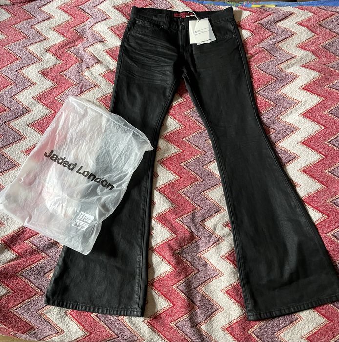 Jaded london balck coated drift bootcut jeans