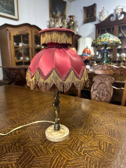 Настільна лампа світитьник бронза онікс текстиль 7563