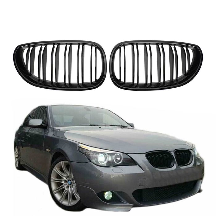 Grelhas preto piano dupla barra para BMW série 5 E60 E61