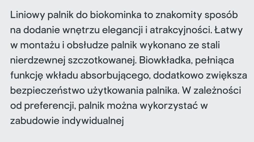 Liniowy palnik do biokominka 900 mm