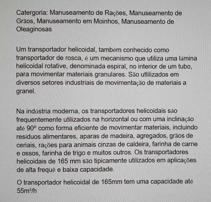 Transportador helicoidal agricola.