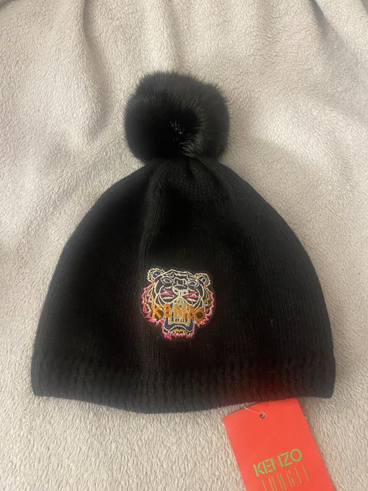 Шапка Kenzo з натуральним помпоном