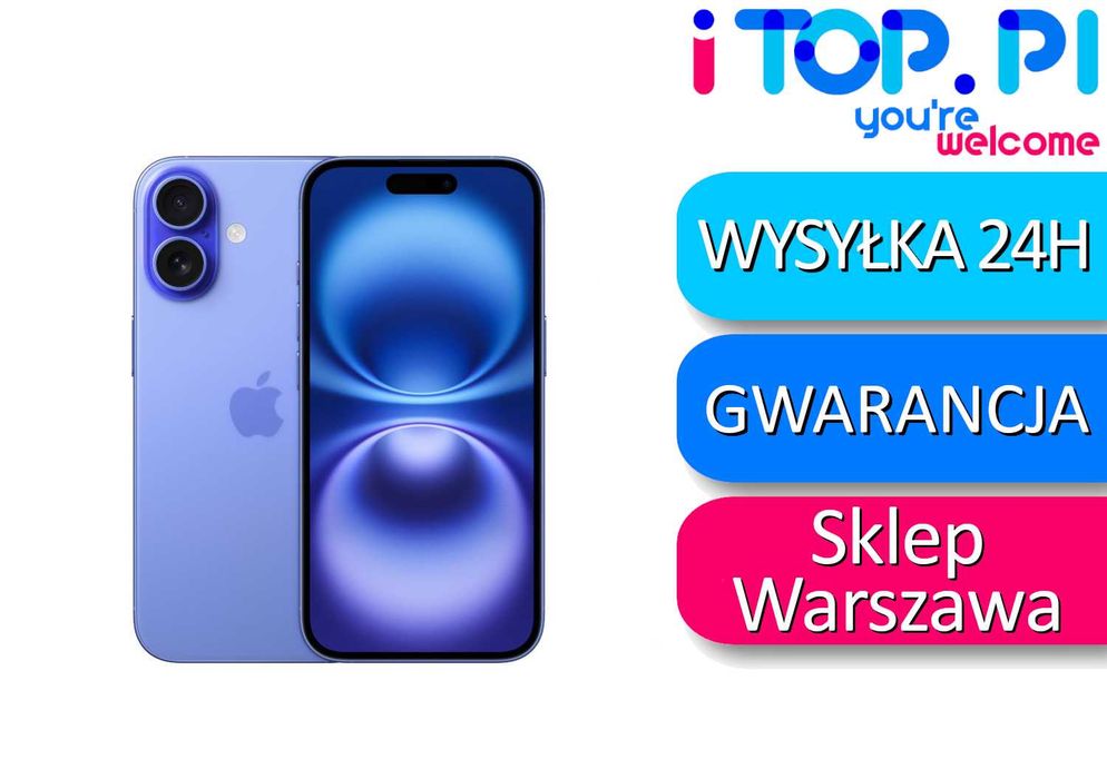 iPhone 16 128gb Esim Niebieski Bateria 100% iTop Muranów Lokal 32