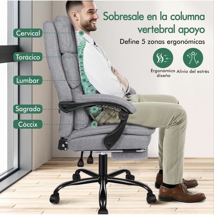 Cadeira escritório reclinável c/ apoio pés nova/embalada