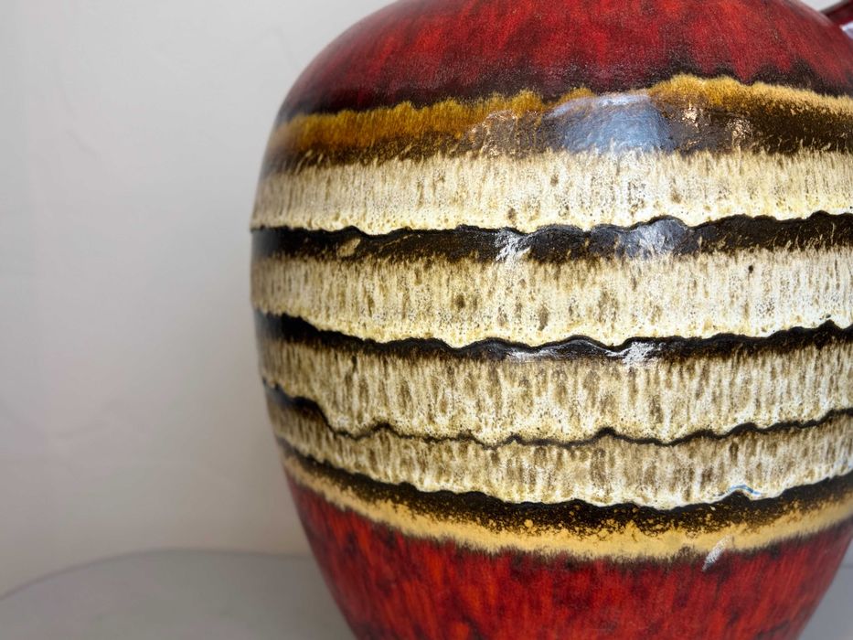 Czerwono-biały ceramiczny wazon Scheurich 486-48. Fat Lava