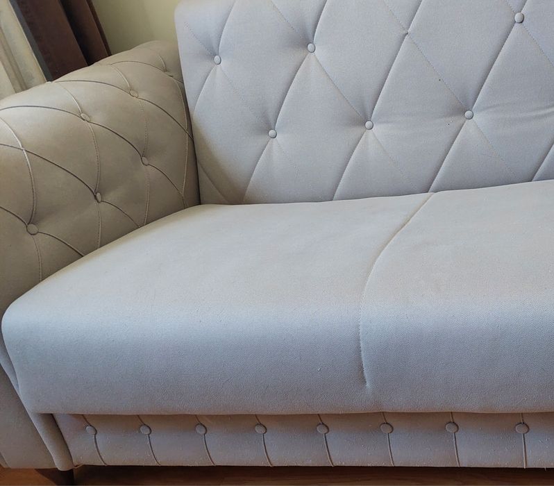 Sofá cama 3 lugares cinza claro/beje
