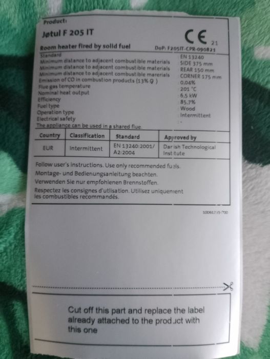 Piec Jotul F 205 wolnostojący koza