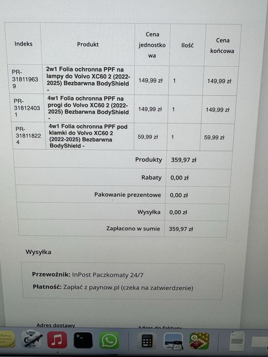 Folia bezbarwna GRIZZ do Volvo XC60