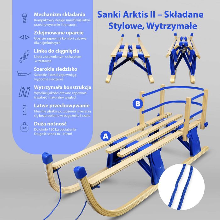 Sanki dziecięce super jakość, solidnie wykonane SKŁADANE