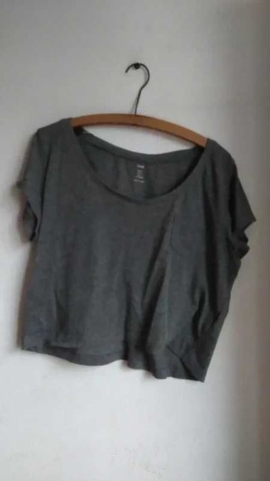 Szara krótka bluzka z krótkim rękawem H&M S