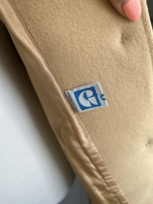 Francuski płaszcz vintage Griffon Paris, beżowy, wełniany retro M