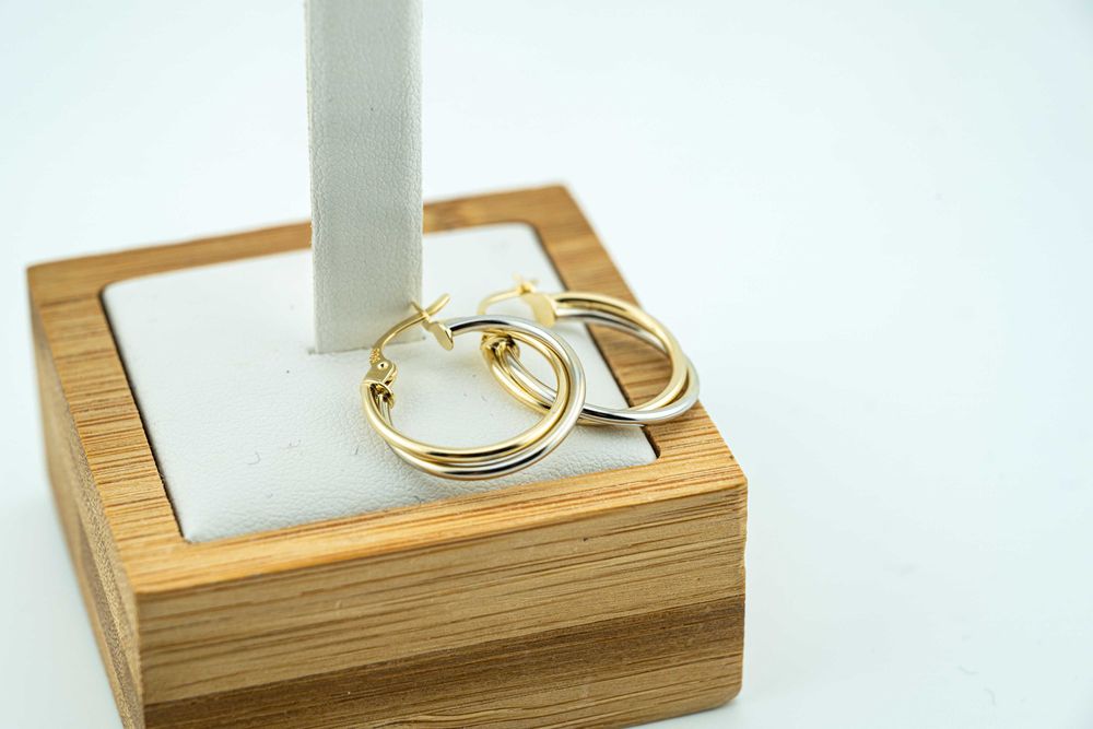 Wspaniałe złote kolczyki kółeczka koła z łączonego złota 585 19mm