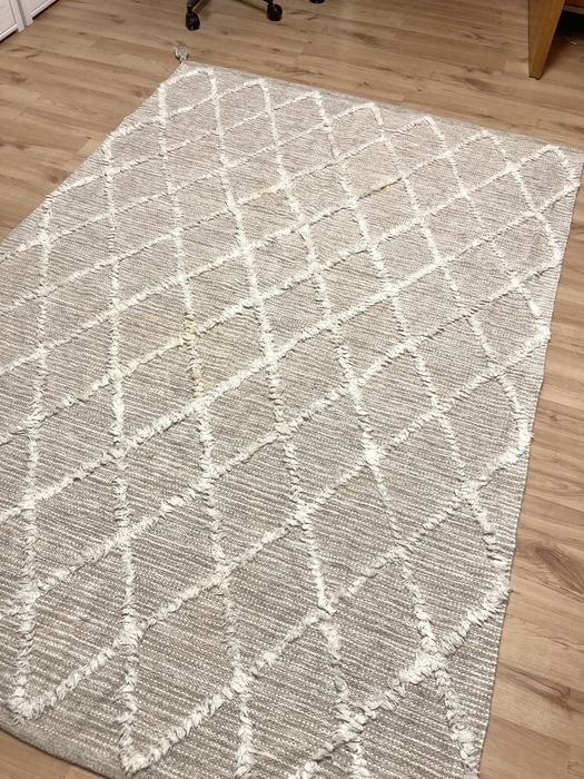 Dywan kilim wełniany ręcznie tkany na płasko beżowy 156x230