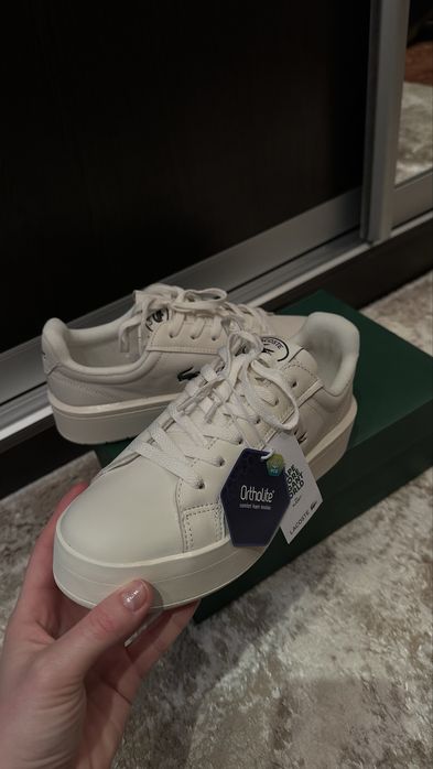 Оригінальні жіночі кеди Lacoste L001 Platform (Крем/Off-white)